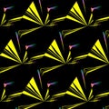 triangle yellow graphic pattern and geometric repeating design on black background Royalty Free Stock Photo