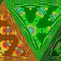 Colorful triangles green and orange transparent pattern.