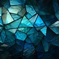 Triangles interplay, marrying deep blue, green, white, and striking cyan, vibrant aesthetic