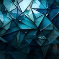 Triangles interplay, marrying deep blue, green, white, and striking cyan, vibrant aesthetic