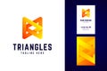 Triangles logo and business card template. Vector logotype in mo