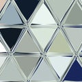 Triangles pattern in blue marina and silver colors