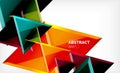 Triangles repetiton geometric abstract background, multicolored glossy triangular shapes, hi-tech poster cover design or