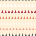 Triangles in a row seamless vector pattern. Abstract background hand drawn lined up triangles. Geometric design beige, gray, white Royalty Free Stock Photo