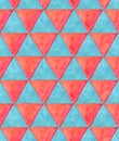 Triangles seamless pattern multicolored background. Watercolor and photo for wrapper, cloth, fabric