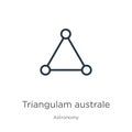 Triangulam australe icon. Thin linear triangulam australe outline icon isolated on white background from astronomy collection.