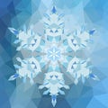 Triangular abstract geometric snowflake over triangular background.