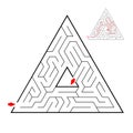 Triangular black labyrinth on white background. Children maze. Game for kids. Children puzzle. Help find a way out.