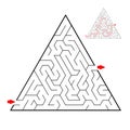 Triangular black labyrinth on white background. Children maze. Game for kids. Children puzzle. Help find a way out. Royalty Free Stock Photo