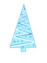 Triangular blue Christmas tree with snowflakes