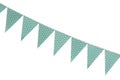 Triangular bunting flags on white background. Festive decor