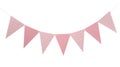 Triangular bunting flags on white. Festive decor