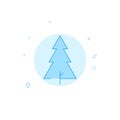 Triangular christmas tree flat vector icon. Tree symbol. Filled line style. Blue monochrome design. Editable stroke Royalty Free Stock Photo