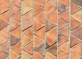 Triangular clay tile wall, terracotta