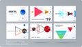 Triangular design presentation template with colourful triangles shadows. Abstract vector set of modern horizontal Royalty Free Stock Photo