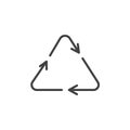 Triangular eco recycle line icon