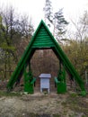 Triangular gazebo, resting place, stop at the highway