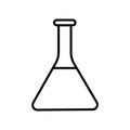 Triangular glass medical chemical flask for experiments, preparation of drugs in the laboratory, simple black and white icon