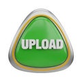 A triangular, glossy green button with the word UPLOAD in bold white letters, set against a white Royalty Free Stock Photo