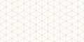 Triangular grid vector seamless pattern. Subtle thin golden lines texture Royalty Free Stock Photo