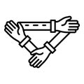 Triangular hand cohesion icon, outline style