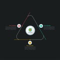 Triangular infographics, three step process, multicolor infographics template for corporate business presentations