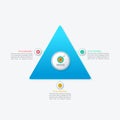 Triangular infographics, three step process, multicolor infographics template for corporate business presentations