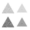 Triangular labyrinth Maze conundrum Labyrinth conundrum icon set black color vector illustration flat style image Royalty Free Stock Photo