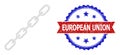 Triangular Mesh Chain Icon and Distress Bicolor European Union Watermark