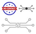 Triangular Mesh Chip Connections Icon and Grunge Bicolor No Contact Stamp Seal