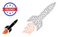 Triangular Mesh Missile Icon and Textured Bicolor Military Stamp