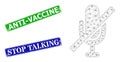 Rubber Anti-Vaccine Stamps and Polygonal Mesh Mute Icon