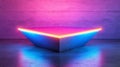 Triangular Neon Platform in Pink and Blue Lit Concrete Room Royalty Free Stock Photo