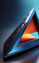 triangular object with a futuristic design embedded