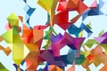 Triangular paper with creative shapes, 3d rendering