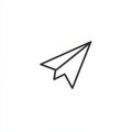 A triangular paper plane is depicted in a minimalist style as an info icon design element ascending