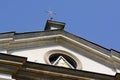 Triangular pediment with the All-Seeing Eye bas-relief. Catholic church of St.Anne. Krakow