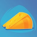 Triangular piece of cheese, cheese game icon, cartoon food or web site design, mobile app Vector illustration