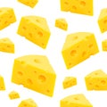 Triangular piece of cheese texture Seamless. Vector