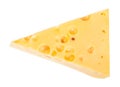 Triangular piece of yellow semi-hard swiss cheese Royalty Free Stock Photo