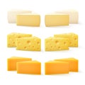 Triangular Pieces of Various Kind Cheese Swiss Cheddar Bri Camembert