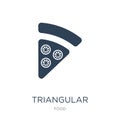 triangular pizza slice icon in trendy design style. triangular pizza slice icon isolated on white background. triangular pizza