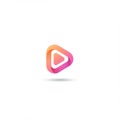 A triangular play button design with a gradient of orange to pink, featuring rounded Royalty Free Stock Photo