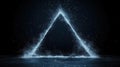A triangular portal glows with sparks and light flares, showcasing a stunning light blue hue against a dark backdrop Royalty Free Stock Photo