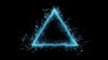 A triangular portal glows with sparks and light flares, showcasing a stunning light blue hue against a dark backdrop Royalty Free Stock Photo