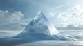 A triangular prismshaped ice formation standing on its own in a snowcovered landscape Royalty Free Stock Photo