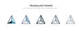 Triangular pyramid volumetrical shape icon in different style vector illustration. two colored and black triangular pyramid Royalty Free Stock Photo