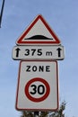 speed bump sign and limit 30 zone Royalty Free Stock Photo