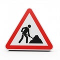 Road Work Sign with Black Silhouette of Man Digging on White Background construction Royalty Free Stock Photo