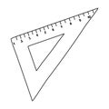 Triangular ruler, doodle style flat vector outline for coloring book